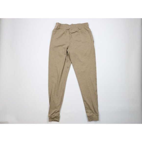 New Nike Yoga Mens Small Mini Swoosh Cuffed Sweatpants Joggers Heather Beige - Picture 8 of 11